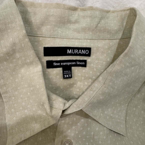 Murano Men's light green patterned linen long sleeve button down - Picture 4 of 9